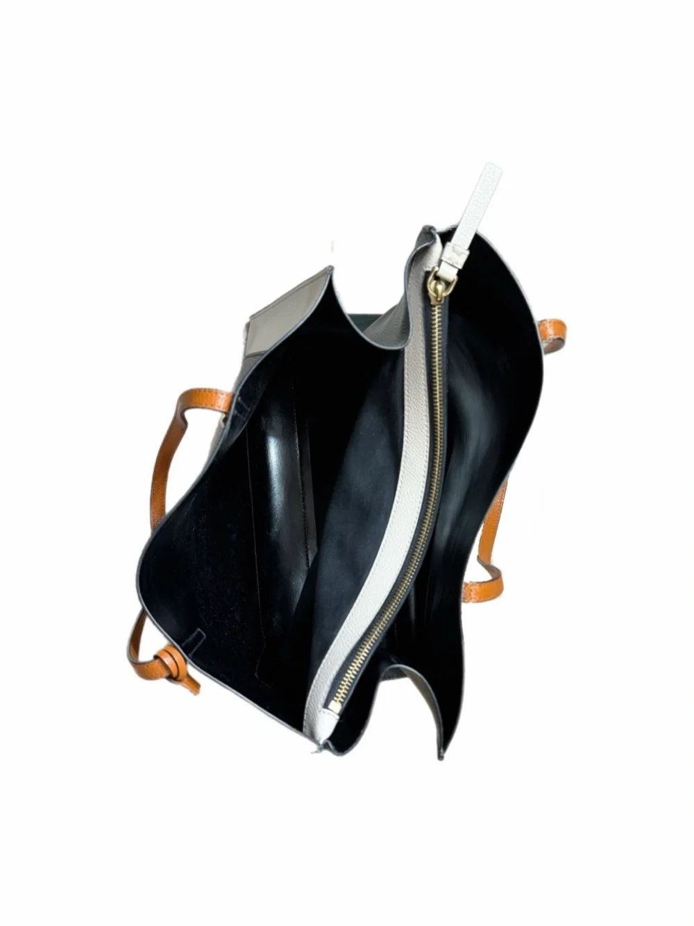 Marc Jacobs Grind Colorblock Leather Tote Bag Cream Black